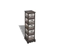 Etagère de rangement Bois Marron 5 paniers en tissage