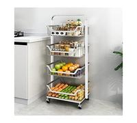 Étagère de rangement de cuisine à 4 niveaux Étagère à légumes de cuisine du sol au plafond avec roulette en acier inoxydable 304 Rangement de légumes et de fruits Chariot mobile Panier à légumes