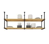 Étagère de rangement de cuisine à montage au plafond, étagère flottante industrielle, présentoir suspendu avec panneau en bois massif et cadre en fer métallique, pour bar, café(120x30x80cm)