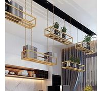 Étagère de rangement de cuisine à suspendre au plafond avec chaîne et grille inférieure pour exposer des livres et décorer l'intérieur