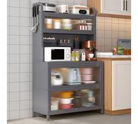 Étagère de rangement de cuisine de ferme avec porte rabattable perforée pour garde-manger ou bar à café pour la maison, le bureau, le garde-manger et le garage - Solution peu encombrante