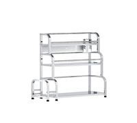 Étagère de rangement de cuisine en acier inoxydable, support de rangement pour bocaux d'assaisonnement, épices, baguettes, couteaux, organisateur de bar, fournitures de cuisine(3 Layers 50cm)