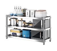 Étagère de Rangement de Cuisine Étagères en Acier Inoxydable pour la Maison Égouttoir à Vaisselle en Acier Inoxydable pour Micro-Ondes Étagères à Plusieurs Niveaux sur Pied(90x30x80cm)