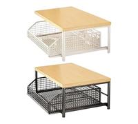 Étagère de rangement de cuisine - Fruits et légumes à 2 niveaux | Support de casserole pour micro-ondes | Organisateur de plan de travail avec tiroirs pour condiments et ustensiles | garde-manger