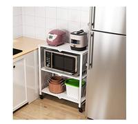 Étagère de rangement de cuisine noire, chariot de four à micro-ondes sans installation, support de rangement pliable, support de rangement pour four à micro-ondes pouvant facilement supporter 75 kg