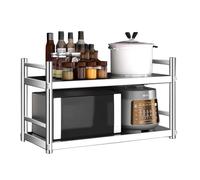 Étagère de rangement de cuisine - Organiseur mural à 2 niveaux pour épices et pots, solution de rangement robuste pour garde-manger et placard