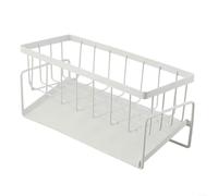 Étagère de rangement de cuisine peu encombrante avec base de drainage automatique et tige de séchage, conçue pour organiser les produits de nettoyage et les accessoires près de l'évier (panier à eau