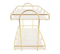 Étagère de Rangement de Salle de Bain, étagère de Maquillage à 2 Niveaux, Organisateur de Comptoir Blanc doré avec Structure Antidérapante Humanisée pour Savon Cosmétique, (L)