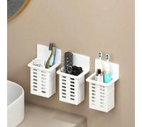 Étagère de rangement de salle de bain murale sans perçage, étagère de rangement de salle de bain creuse et ventilée, support auto-adhésif pour brosse à dents et dentifrice, accessoire de cabinet de do