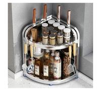 Étagère de rangement d'épices de cuisine en acier inoxydable 304, support d'angle multicouche pour baguettes, couteaux, bouteilles et bocaux(Two-story)