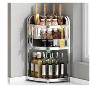 Étagère de Rangement d'épices de Cuisine en Acier Inoxydable 304, Support d'angle Multicouche pour Baguettes, Couteaux, Bouteilles et bocaux(Three-Story)