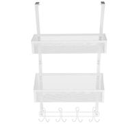 Étagère de Rangement Derrière la Porte, Double Couche, Fer, Blanche