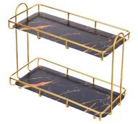 Étagère de rangement double couche en métal pour salle de bain et plateau de maquillage - Design élégant en marbre pour économiser de l'espace et un accès facile aux essentiels