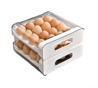 Étagère de rangement empilable pour réfrigérateur avec architecture à deux niveaux et système de tiroirs conçue pour un flux de travail quotidien constant de la cuisine (blanc)