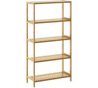 Casaria Étagère de Rangement en Bambou 130x60x26 cm 5 Niveaux réglables en Hauteur Charge Max. 50 kg
