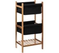 etagere de rangement en bois d'acacia avec 3 niveaux coloris noir / naturel - Longueur 33 x Profondeur 25 x Hauteur 73.2 cm -PEGANE- Bois G