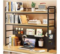 Étagère De Rangement En Bois Et Métal ,2 Couches DIY Étagère Livre Bureau Bibliothèque Organisateur De Bureau À Poser, Étagère De Comptoir, Organisateur De Rangement Pour Maison, Dortoir(B,70x25x96cm)