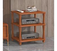 Étagère de rangement en bois pour tourne-disque, support audio et vidéo, petit support de bureau robuste et centre de divertissement d'angle pour lecteur DVD, console de jeu, TV Box (rouge, 64 cm)