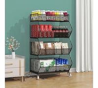 Étagère de Rangement en Fil de Fer 3/4/5 Couches, Panier d'organisation de Chariot Roulant Commercial pour Aliments, collations, Fruits, légumes, Boissons, présentoir de supermarché permettant d'éco