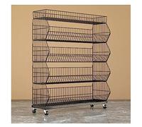 Étagère de rangement en fil métallique avec 4/5 niveaux pour étagères de supermarché, empilable et peu encombrante, pour organiser les fruits, les légumes, les oignons, les pommes de terre, les