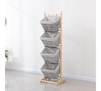 Étagère de rangement en jacinthe d'eau, support vertical avec paniers pour salle de bain, buanderie et salon, étagère rustique peu encombrante