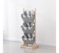 Étagère de rangement en jacinthe d'eau, support vertical avec paniers pour salle de bain, buanderie et salon, étagère rustique peu encombrante