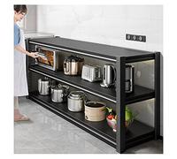 Étagère de rangement en métal à 3 niveaux avec étagère autoportante pour micro-ondes pour garage Noir 90 x 30 x 80 cm