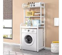 Étagère de rangement en métal à 3 niveaux pour lave-linge, sèche-linge, étagère de salle de bain peu encombrante avec porte-serviette, salle de bain élégante pour articles de toilette et vêtements