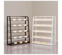 Étagère de rangement en métal à 5 niveaux - Présentoir de bureau et de sol pour bonbons, boissons et chewing-gum - Organiseur de supermarché avec étiquette de prix (noir, 60 x 15 x 67 cm)