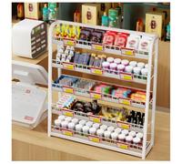 Étagère de rangement en métal à 5 niveaux - Présentoir polyvalent pour supermarché et rangement de cuisine, panier multifonction pour collations, boissons, bonbons, chewing-gum - 60 x 15 x 67 cm