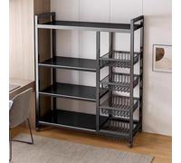 Étagère de rangement en métal robuste, organiseur à 4 niveaux avec roulettes, hauteur réglable, chariot utilitaire pour cuisine et garage, dimensions : 92 x 32 x 108 cm