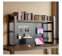 Étagère De Rangement En Panneau Perforé,Support De Rangement For Bureau,Organiseur De Livres,Organiseur De Rangement Noir,Étagère De Bureau À 2 Niveaux For Bureau(Oak,28.7x9.8x31.5in)