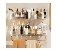 Étagère de rangement en plastique Étagère de rangement simple for articles de toilette avec porte-serviettes et crochet Étagère de rangement en plastique transparent à double fixation murale ( Color :