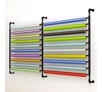 Étagère de rangement en tissu, support mural avec tige de suspension réglable, organiseur en métal multi-usage pour vinyle et papier peint, idéal pour les nappes,
