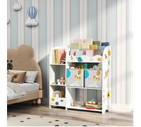 Étagère de Rangement Enfant - Blanc - Coins Arrondis - Kit Anti-Basculement - 93x30x100 cm