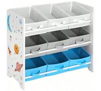 Étagère de rangement Enfant pour jouets et Livres, pour chambre d'enfant, Salle de jeux, Garderie, École, 62,5 x 29,5 x 60 cm, Motif Espace, Blanc Blanc