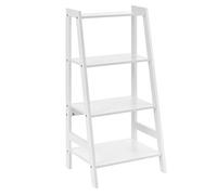 Étagère de Rangement Escalier pour Salle de Bain Meuble de Stockage Forme Échelle à 4 Niveaux MDF Laqué 90 x 43 x 32 cm Blanc