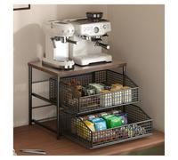 Étagère de rangement extensible avec panier de rangement inférieur, étagère de rangement à 3 niveaux, chariot de micro-ondes, étagères de tiroir pour épices, cafetières, pour bureau, salon, chambre à