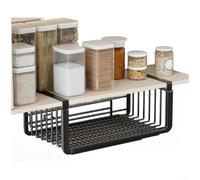 Étagère de rangement extensible de 36 à 60 cm en fer avec maille ventilée pour placard, armoire, couleur blanche, forte capacité de charge jusqu'à 5 kg, design fin, facile à nettoyer (noir)