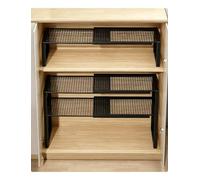 Étagère de rangement extensible en fil métallique, longueur réglable de 27 à 85 cm, support de rangement empilable for cuisine/garde-manger/salle de bain/armoire à chaussures(Black,35x15x37-62cm)