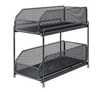 Étagère de rangement extractible pour tiroir de cuisine, étagère de rangement à double couche coulissante sous l'évier, pour salle de bain, cuisine, bureau, noir