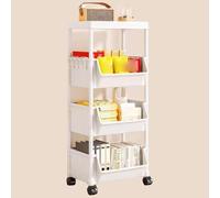 Étagère de rangement fine à 4 niveaux sur roulettes - Chariot de cuisine étroit étagère de beauté étagère compacte pour petits espaces Solution de rangement mobile polyvalente