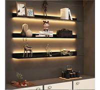 Étagère de rangement flottante Étagère murale émettant de la lumière, l'éclairage LED peut contenir beaucoup de choses que les objets ne tombent pas facilement (couleur : noir, taille : 120 x 23 x 7,5