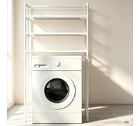 Étagère de rangement for linge à 3 niveaux sur support for machine à laver | Maximisez votre espace de lavage avec ce support à 3 niveaux organisant les serviettes et les paniers sans effort.(White)