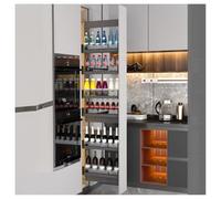 Étagère de rangement haute extractible, panier de rangement réglable en hauteur pour garde-manger, organiseur d'armoire avec cloisons, pour cuisine, garde-manger, salle de bain