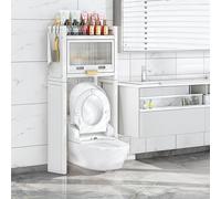 Étagère de rangement industrielle pour salle de bain - Cadre en métal - Économie d'espace au-dessus des toilettes - Pour les essentiels et la décoration de la salle de bain