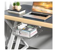 Étagère de rangement invisible for table, boîte de rangement coulissante, nouvelle boîte de rangement à suspendre sous le tiroir du bureau, tiroir sous la table de grande capacité(White-Medium)