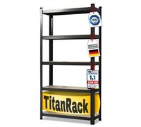 Étagère de Rangement Métallique ""Titan Pro"" - Ultra-Robuste, jusqu’à 875 kg de Charge Totale, Noir, 150 x 75 x 30 cm