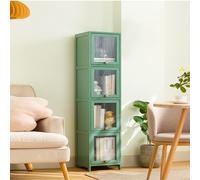Étagère de rangement moderne étroite avec porte verrouillable pour le salon, petite étagère de sol, armoire en acrylique, porte battante, 30 x 32 x 139 cm, vert