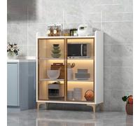 Étagère de rangement moderne pour four à micro-ondes - Facile à assembler et à nettoyer - 60/70/80 x 35 x 124 cm - Blanc - 60 cm - Parfait pour l'organisation de la cuisine
